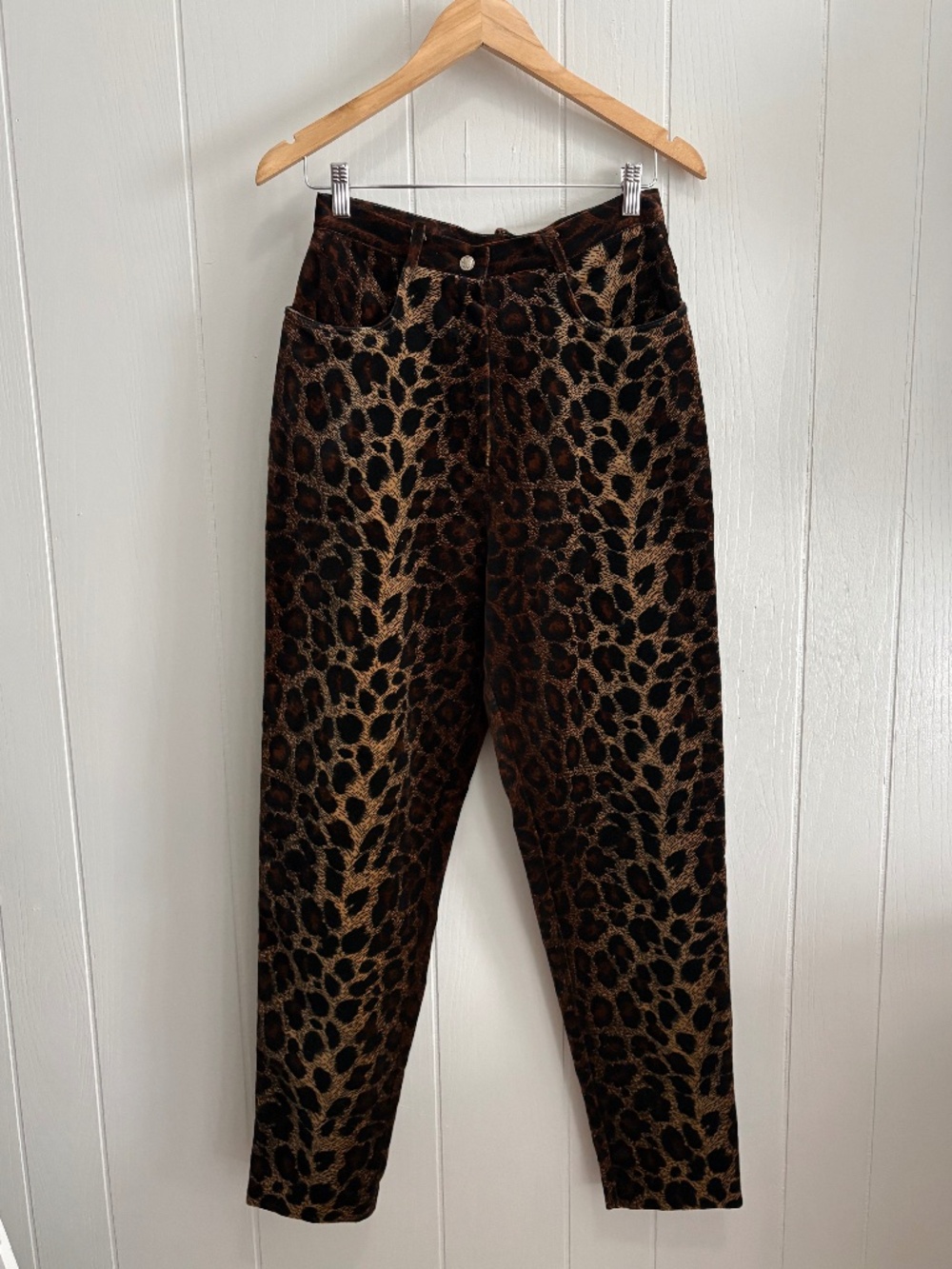 Jeffrey Harper 100% Cotton Velvet Leopard Print Pants Size 8
